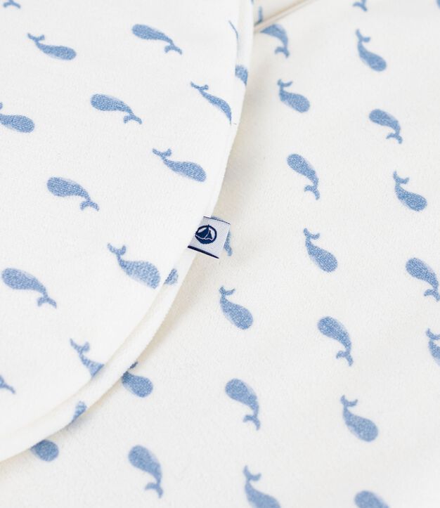 Saco de terciopelo para beb&eacute; con estampado de ballenas TOG 3 azul/azul