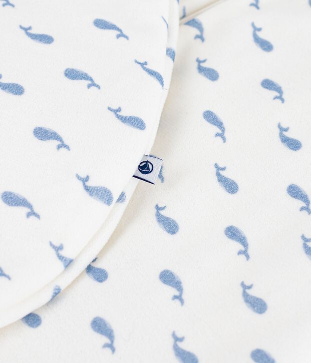 Saco de terciopelo para beb&eacute; con estampado de ballenas TOG 3 azul/azul