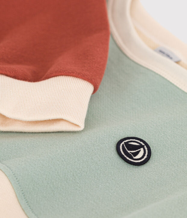 Sudadera color block de mulet&oacute;n para ni&ntilde;o crudo/multicolor