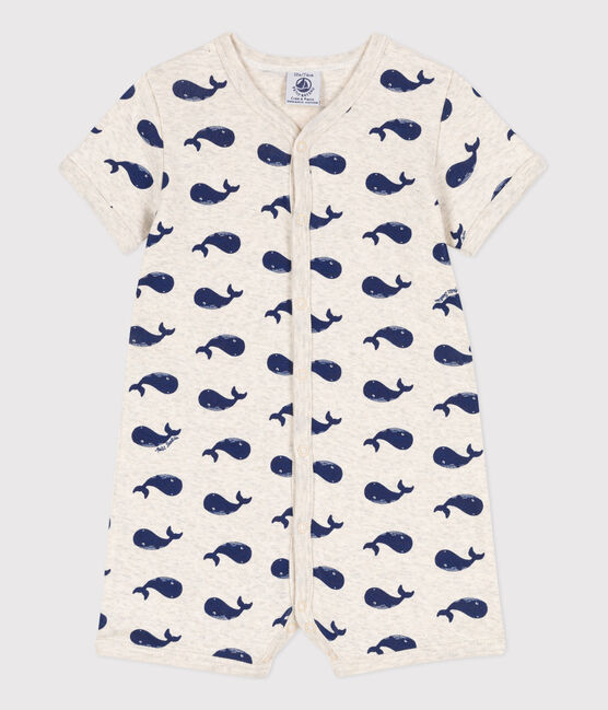 Mono corto de algodón con ballenas marinas para bebé beige MONTELIMAR/gris MARSHMALLOW