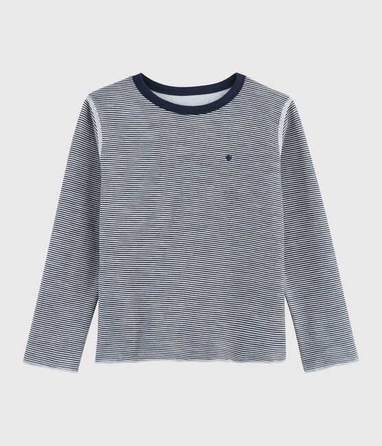 Camiseta reversible para niño azul SMOKING/blanco MARSHMALLOW