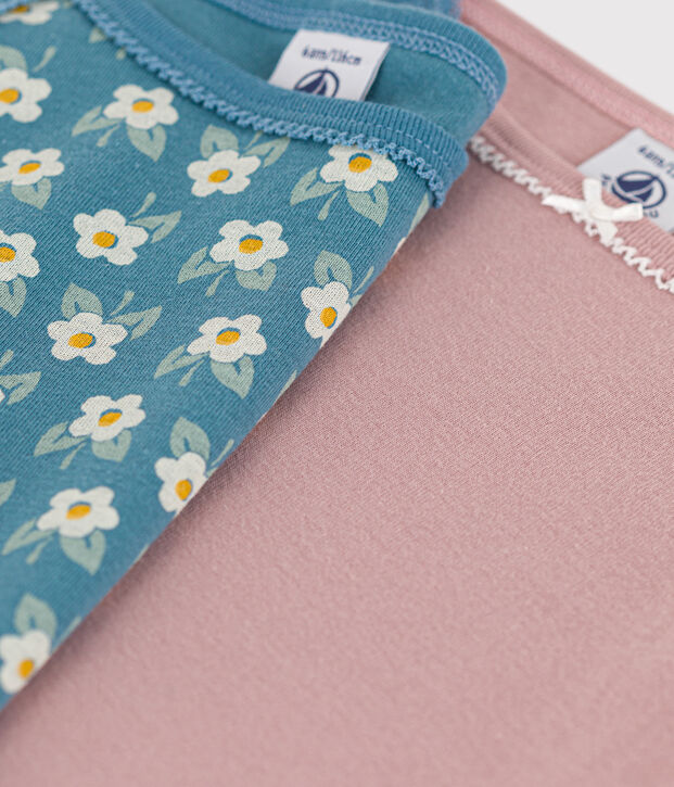 Juego de 2 camisetas de tirantes de algod&oacute;n con flor para ni&ntilde;a multicolor