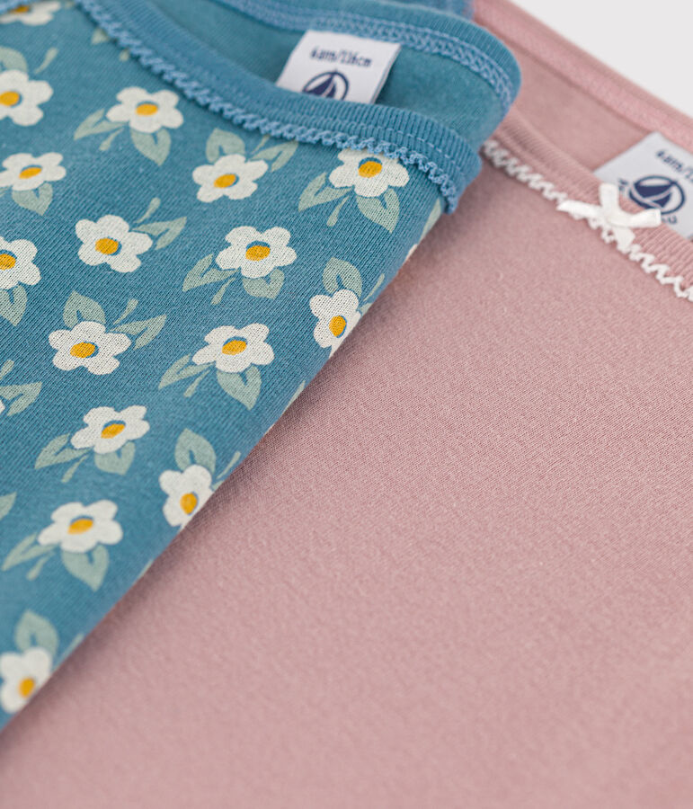 Juego de 2 camisetas de tirantes de algod&oacute;n con flor para ni&ntilde;a multicolor