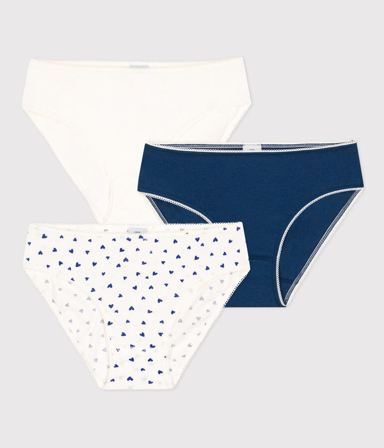 Juego de 3 braguitas de algod&oacute;n y elastano con coraz&oacute;n para ni&ntilde;a multicolor