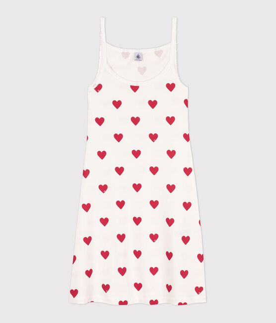 Camisón de algodón para mujer blanco MARSHMALLOW/rojo TERKUIT