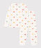 Pijama de terciopelo con corazón para niña blanco MARSHMALLOW/blanco MULTICO