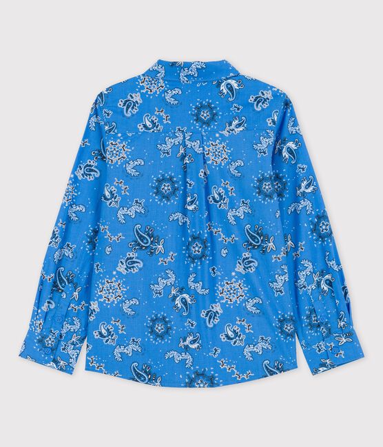 Camisa de popelina estampada para niño azul BRASIER/blanco MULTICO