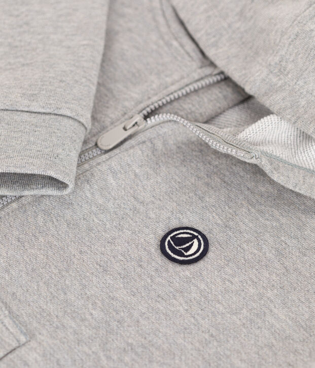 Sudadera de felpa con cremallera y capucha para ni&ntilde;o gris