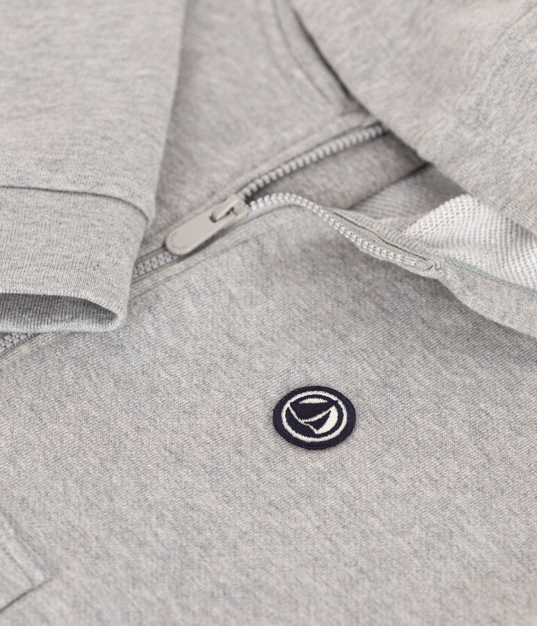 Sudadera de felpa con cremallera y capucha para ni&ntilde;o gris