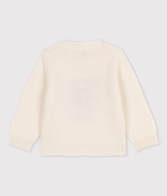 Jersey de punto de lana y algodón para bebé. blanco MARSHMALLOW/blanco MULTICO