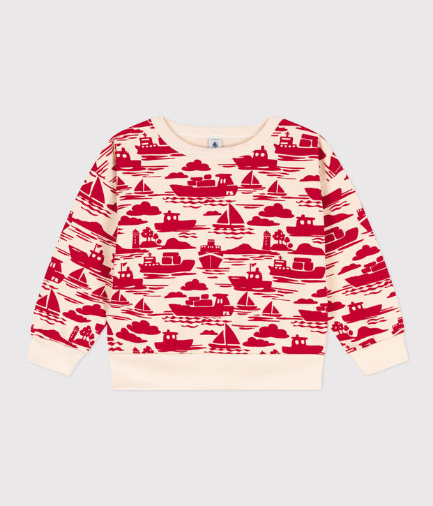Sudadera estampada de felpa para ni&ntilde;o crudo/rojo