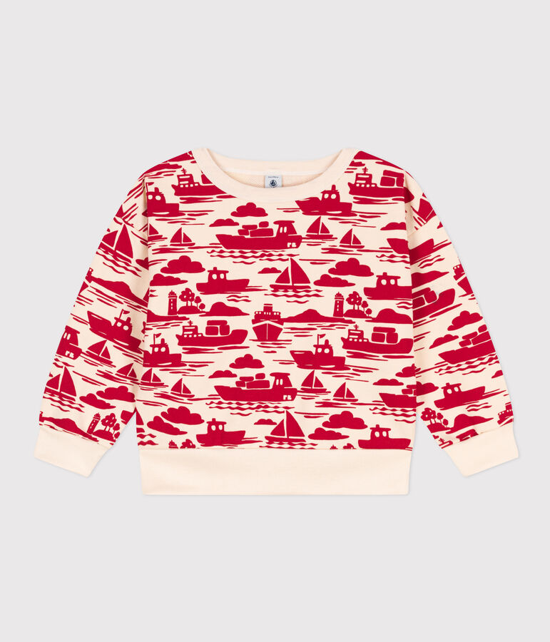 Sudadera estampada de felpa para ni&ntilde;o crudo/rojo