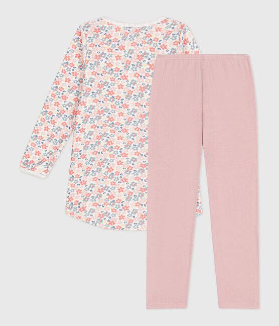 Camisón y leggings infantiles de terciopelo con estampado de flores rosa JOLI/blanco MULTICO