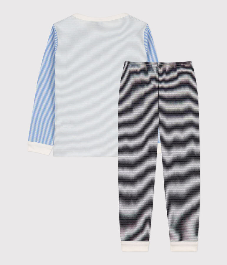 Pijama de algod&oacute;n milrayas tricolor para ni&ntilde;o/ni&ntilde;a azul/multicolor