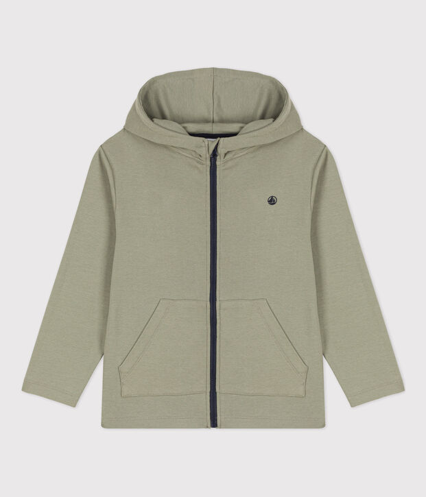 Sudadera con capucha y cremallera de ni&ntilde;o verde