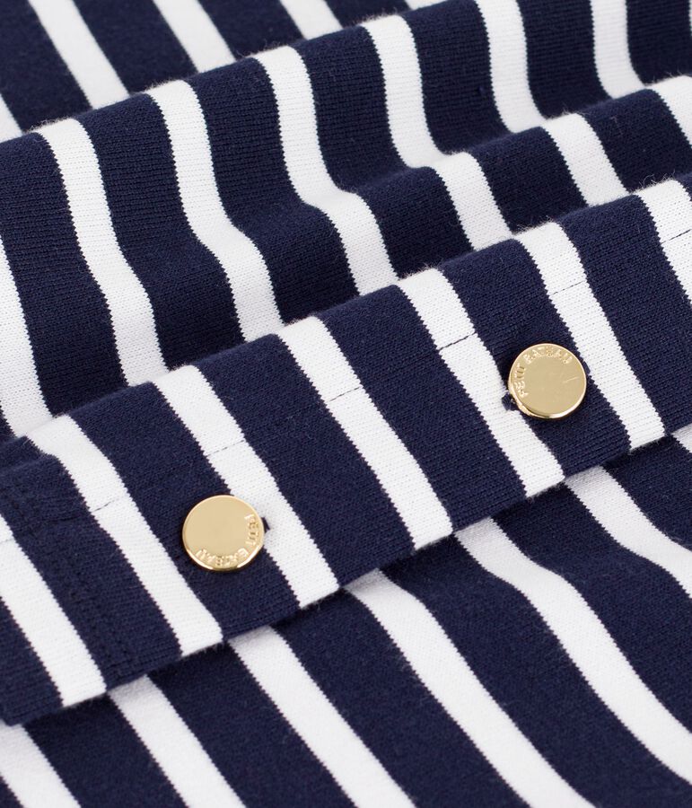 Marinera de algod&oacute;n a rayas para mujer azul SMOKING/blanco MARSHMALLOW