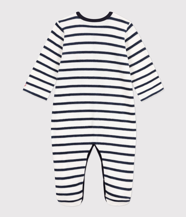 Pelele de terciopelo a rayas blanco MARSHMALLOW/azul SMOKING