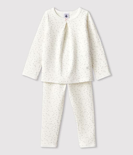 Pijama de estrellas de niña en túbico blanco MARSHMALLOW/gris ARGENT
