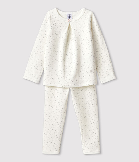 Pijama de estrellas de niña en túbico blanco MARSHMALLOW/gris ARGENT