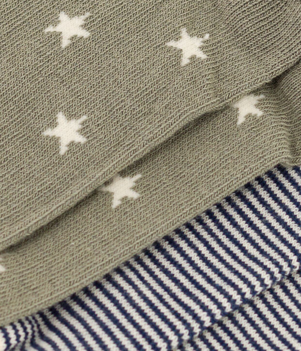 Juego de 2 pares de calcetines de punto de algod&oacute;n con estrellas para ni&ntilde;os multicolor