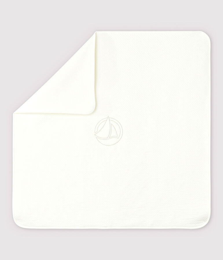 Manta de beb&eacute; de tejido t&uacute;bico acolchado de algod&oacute;n org&aacute;nico blanco