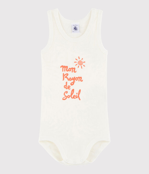 Bodi sin mangas de beb&eacute; ni&ntilde;o blanco/naranja