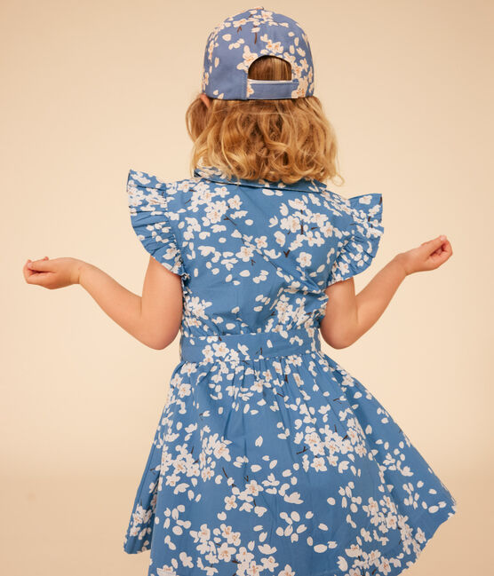 Gorra de popelina de flores para niña azul BEACH/ MULTICO