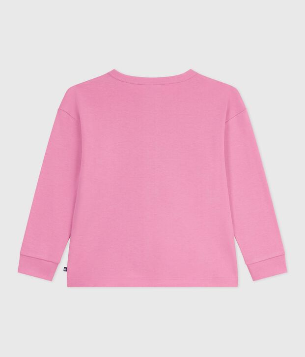 Camiseta infantil de algod&oacute;n de manga larga con estampado rosa