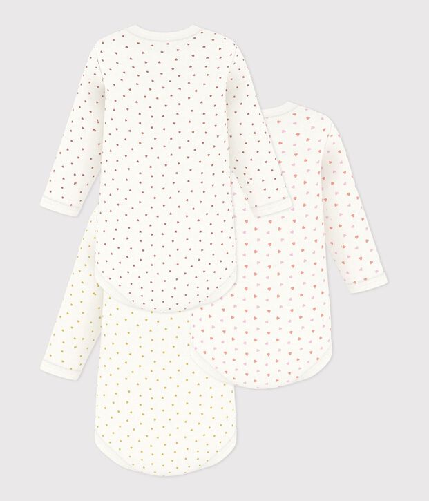 Juego de bodis de algod&oacute;n de manga larga con estampado de corazoncitos para beb&eacute; multicolor