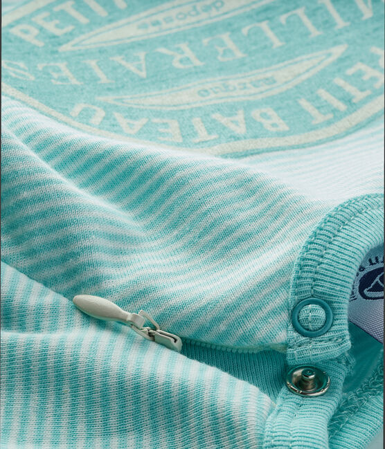 Pijama sin pies de punto verde VERGLAS/blanco MARSHMALLOW