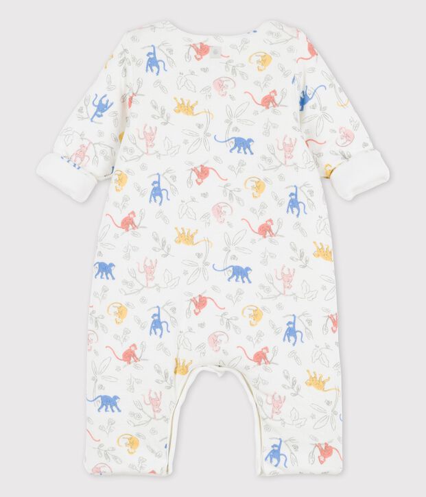 Mono largo de beb&eacute; con estampado en tejido t&uacute;bico ecol&oacute;gico blanco/multicolor