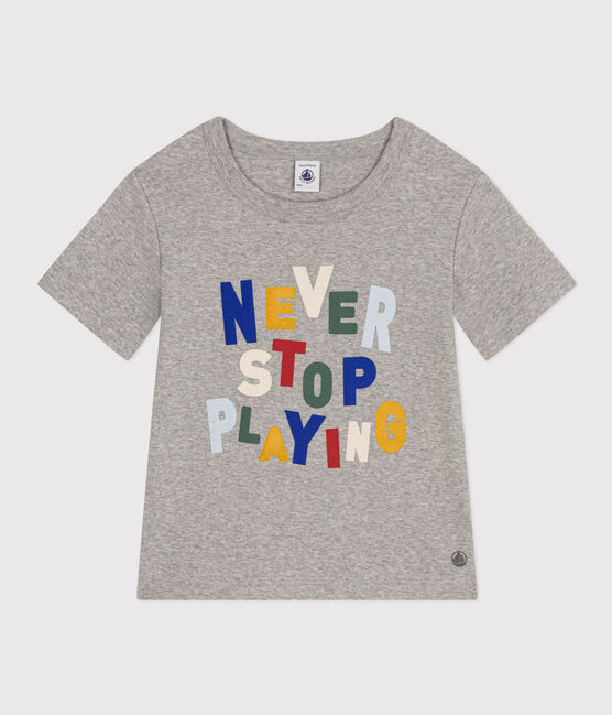 Camiseta estampada de jersey ligero para niño gris CHATON CHINE