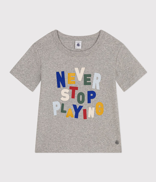 Camiseta estampada de jersey ligero para ni&ntilde;o gris
