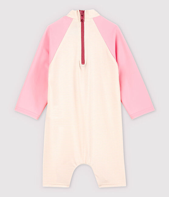 Mono anti-UV eco-sostenible de bebé rosa MINOIS/blanco MARSHMALLOW