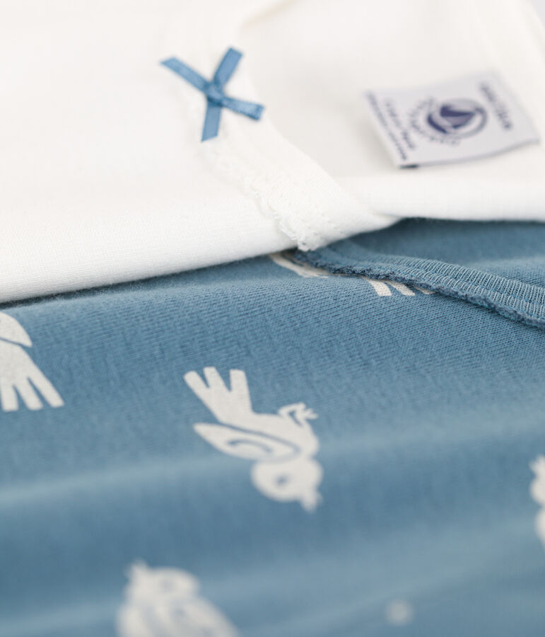 Juego de 2 camisetas de manga corta con p&aacute;jaros de algod&oacute;n de ni&ntilde;a multicolor