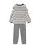 Pijama de 3 prendas para niño beige COQUILLE/azul SMOKING