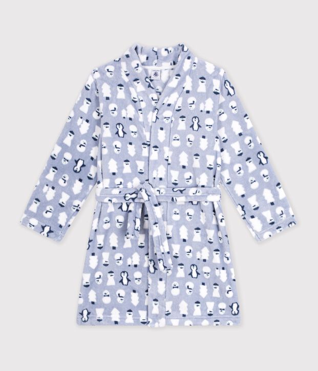 Bata polar infantil estampada azul/multicolor