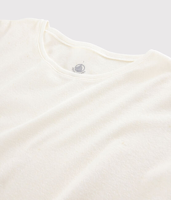 Camiseta de algodón/lino lisa de mujer blanco MARSHMALLOW