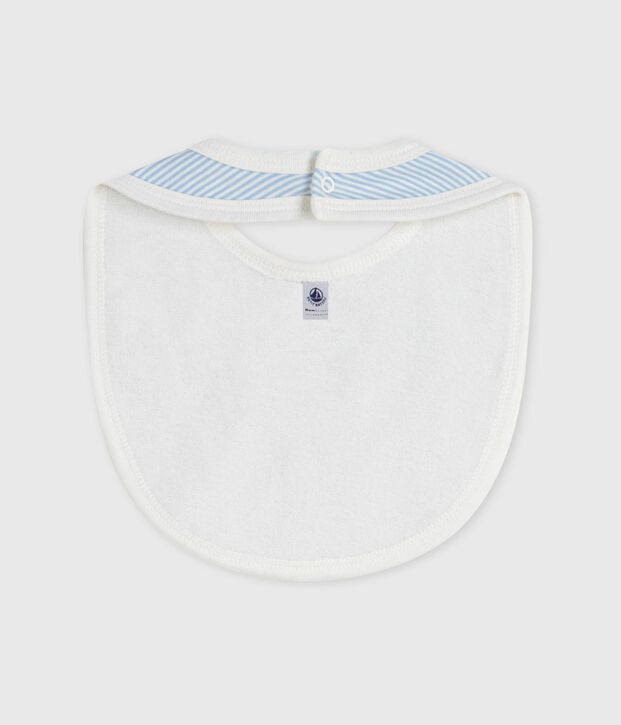 Babero de algod&oacute;n a rayas para reci&eacute;n nacido azul/blanco