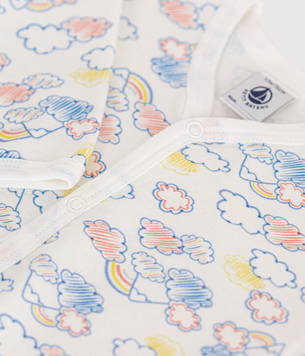 Pijama sin pies de algod&oacute;n para beb&eacute; blanco/multicolor