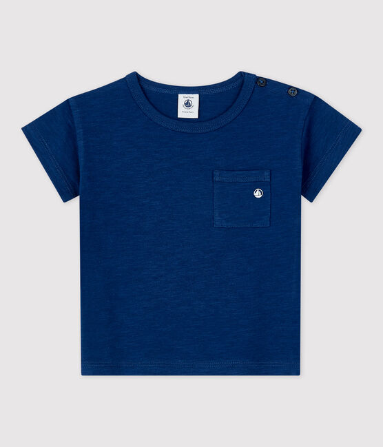 Camiseta de manga corta lisa de jersey de bebé azul MEDIEVAL
