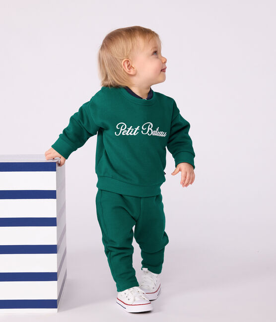Sudadera de algodón con bordado Petit Bateau para bebé verde EVERGREEN