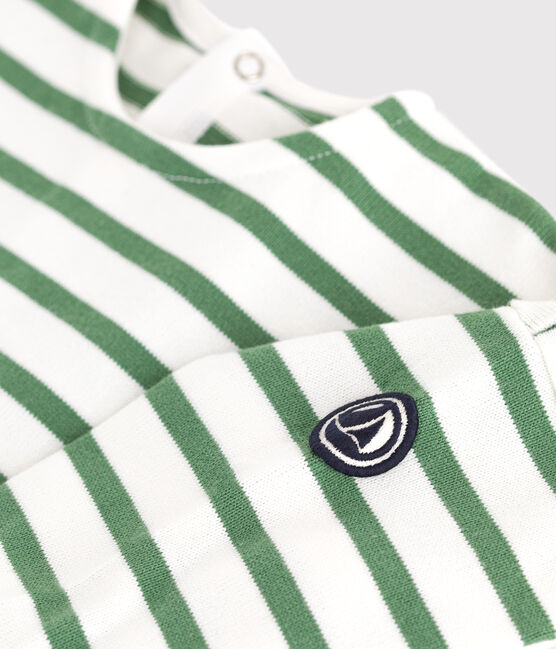 Camiseta marinera bebé en algodón grueso verde MARSHMALLOW/ PALMERAIE
