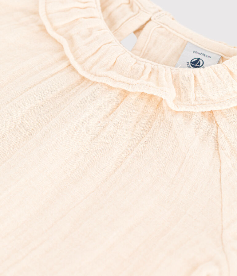 Blusa de manga corta de gasa de algod&oacute;n para beb&eacute; crudo