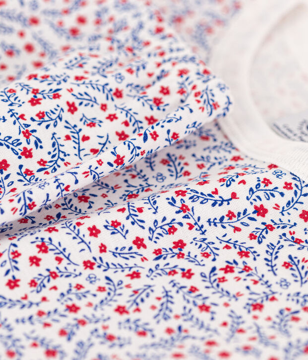 Pijama de algod&oacute;n con flores para ni&ntilde;a blanco/multicolor
