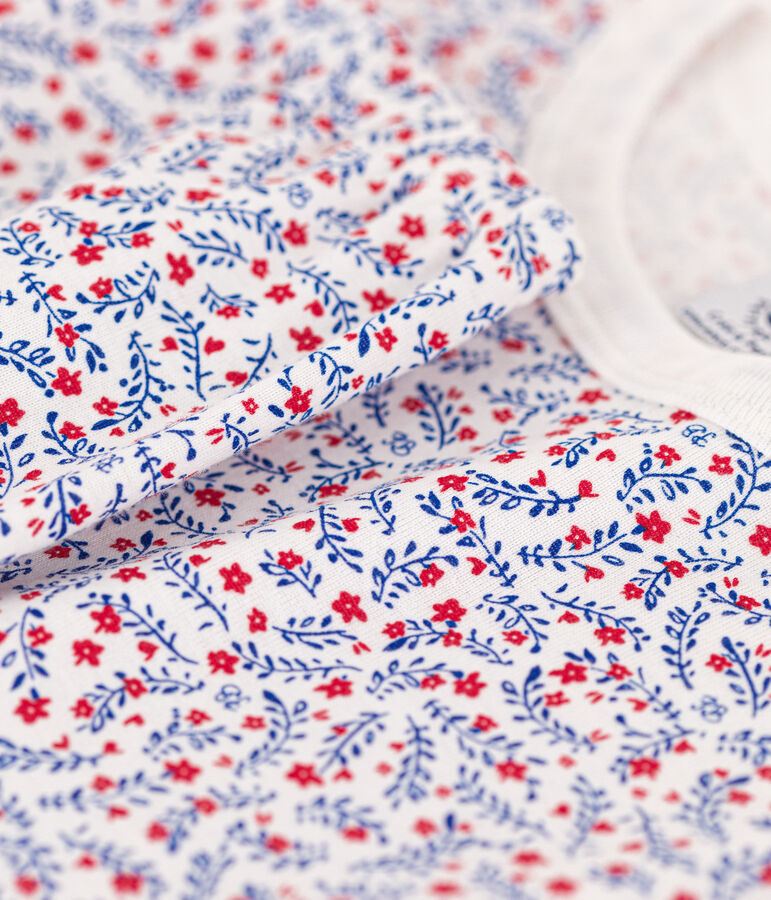 Pijama de algod&oacute;n con flores para ni&ntilde;a blanco/multicolor