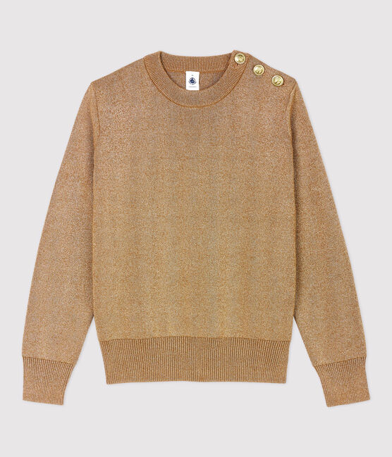 Jersey marinero de algodón dorado de mujer marron BRINDILLE/amarillo DORE