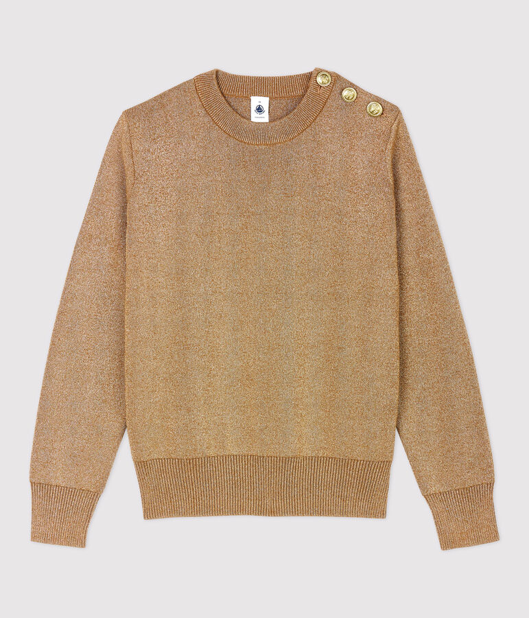 Jersey marinero de algod&oacute;n dorado de mujer marron/amarillo