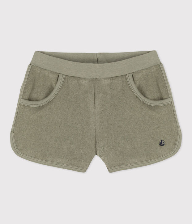 Shorts de rizo para ni&ntilde;a verde