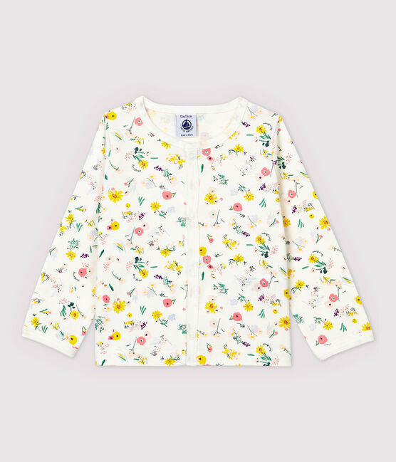 Cárdigan de algodón para bebé niña. blanco MARSHMALLOW/blanco MULTICO
